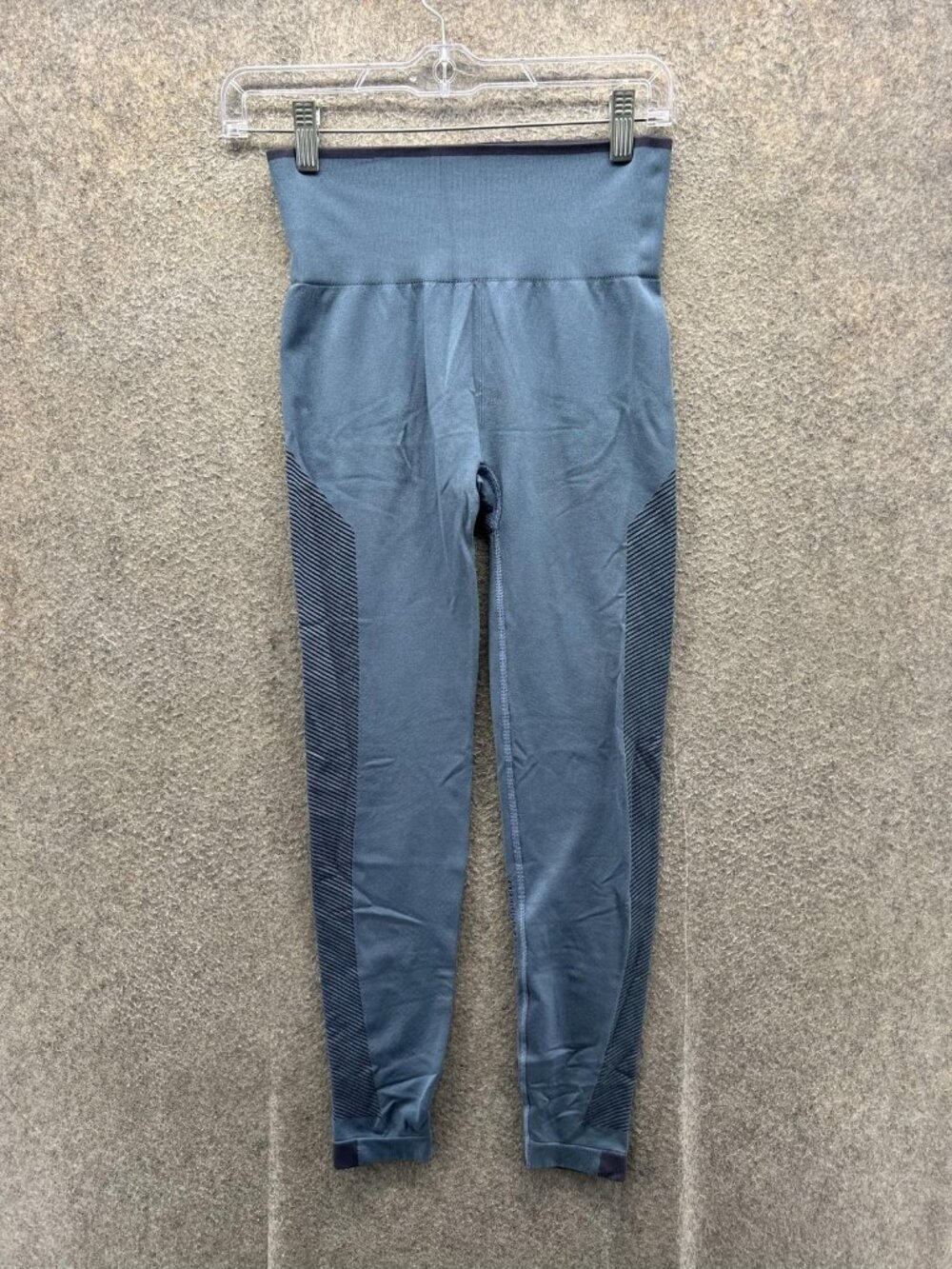 Adidas Leggings Womens Small Blue Compression High Rise Stripe Yoga Pants